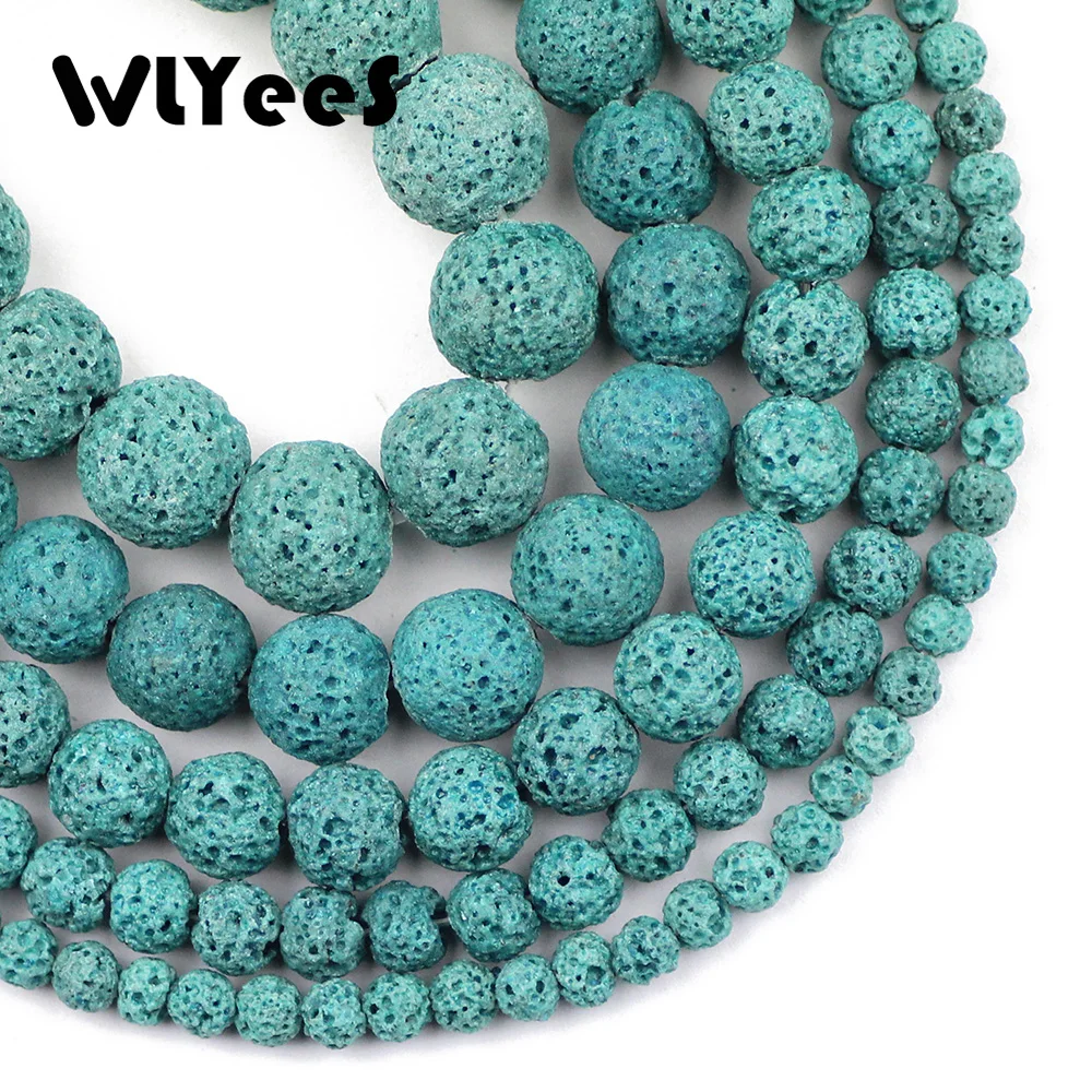 

WLYeeS Factory price Lake blue Rock Lava Stone Beads 4 6 8 10 12mm Round Loose Beads Natural Stone f Jewelry Bracelet Making DIY