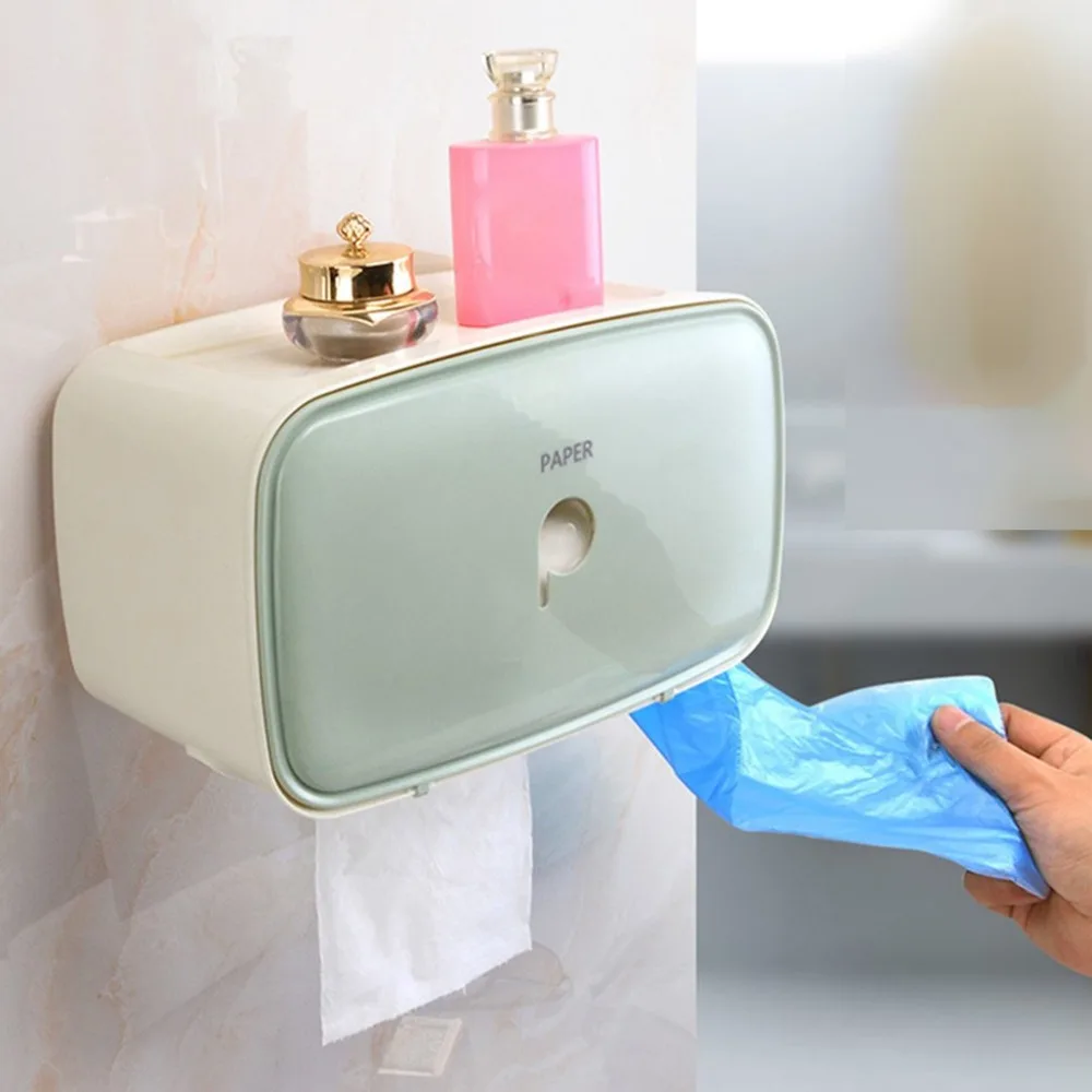 Multi-Function Waterproof Bathroom Toilet Roll Paper Holder Paper Phone Holder With Storage Shelf Rack