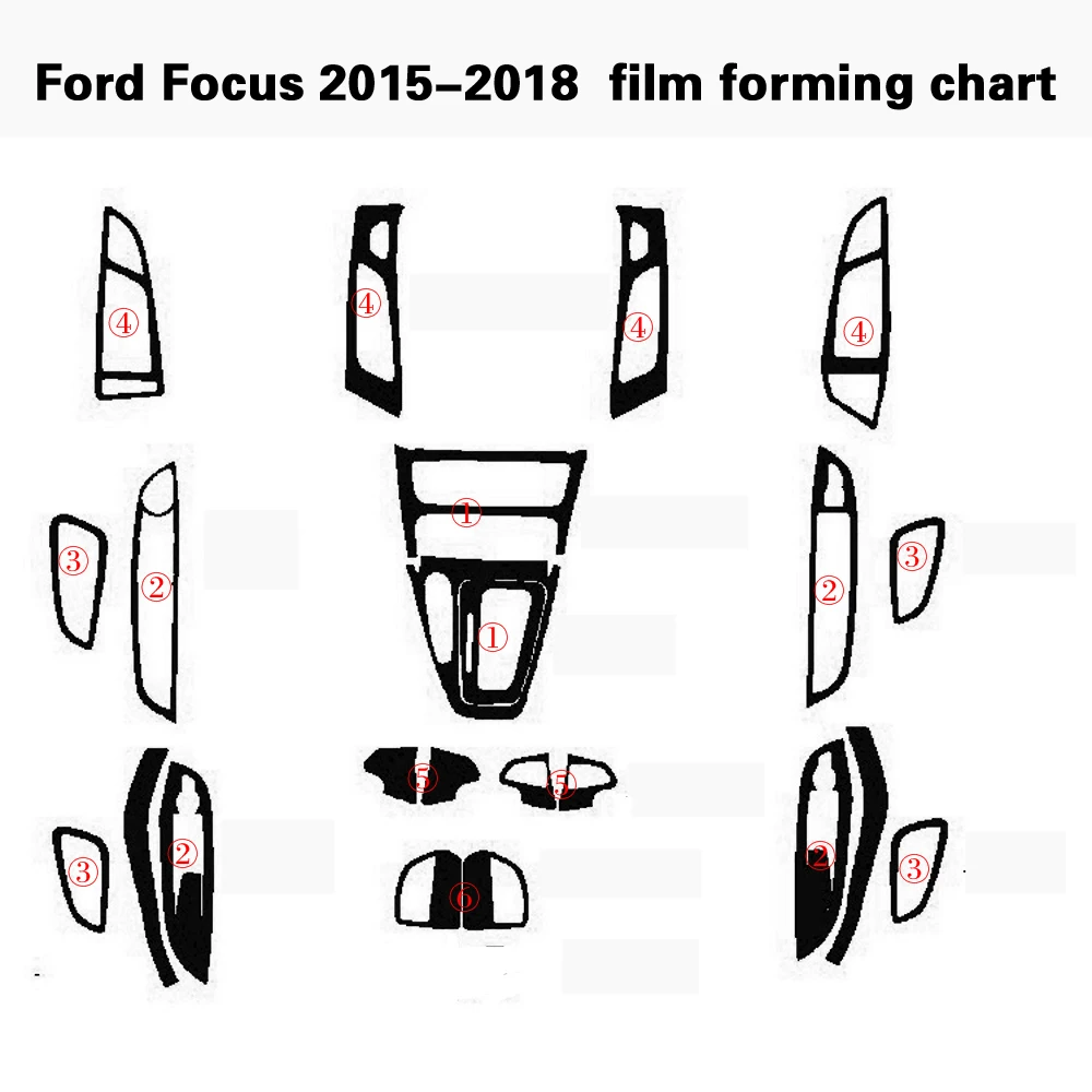 Для Ford Focus 2012- внутренняя Центральная панель управления дверная ручка 3D/5D наклейки из углеродного волокна наклейки аксессуары для автомобиля