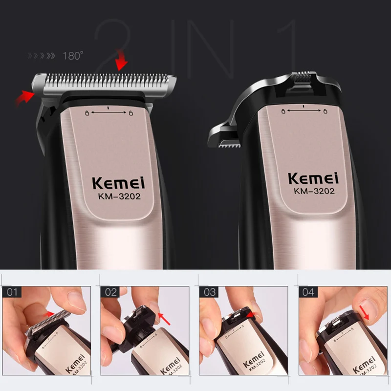  Kemei Men Hair Clipper Trimmer Razor DIY Electric Hair Trimmer Precision Haircut Clipper USB Rechar