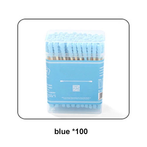 100pcs/pack Double Head Cotton Swab Ear Cleaning Soft Disposable Medical Wood Sticks Health Care Beauty Makeup Tools Nail Brush - Цвет: Box-Blue Spiral
