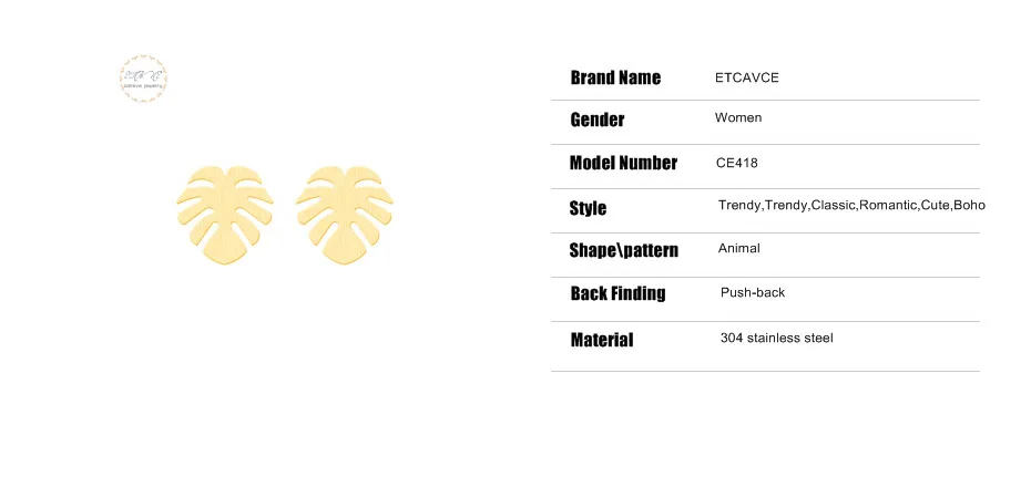 Серьги-гвоздики в виде листьев монстеры из розового золота для женщин, богемные серьги из Тропического Дерева, серьги из нержавеющей стали Bff, подарок