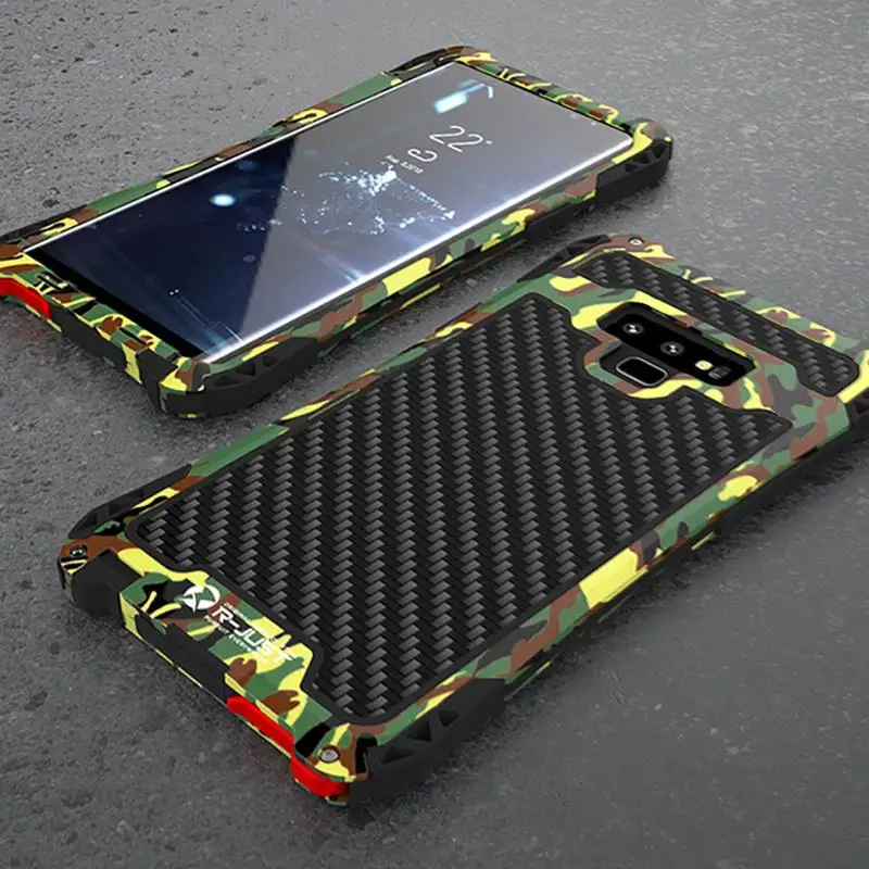 

Woven Pattern Case For Samsuang Galaxy S9 Plus 360 Full Protection Camouflage Metal Frame Cover For Samsung Note 8 9 Phone Case