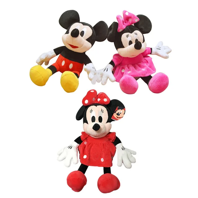 1pc 28cm Hot Sale Cute Mickey Mouse and Minnie Mouse Stuffed Soft Cartoon Animal Plush Toys Kids Love Dolls Classic Gifts