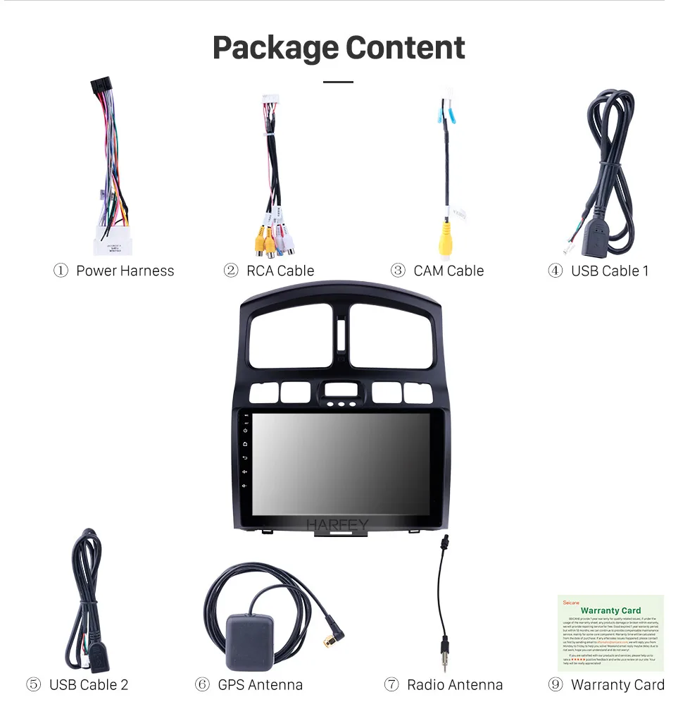 Clearance Harfey Car Stereo for 2005-2015 Hyundai Classic Santa Fe 9" Android 8.1 Head Unit GPS Navigation AUX MP3 Bluetooth TV Tuner 17