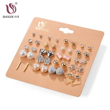 DANZE 20 пар/компл. смешанные птицы вышивка «звёздочки» или «бриллианты» крест маленькие серьги-гвоздики Комплект сережек для женщин, с жемчужинами и цветами Для женщин, ювелирные изделия для девушек