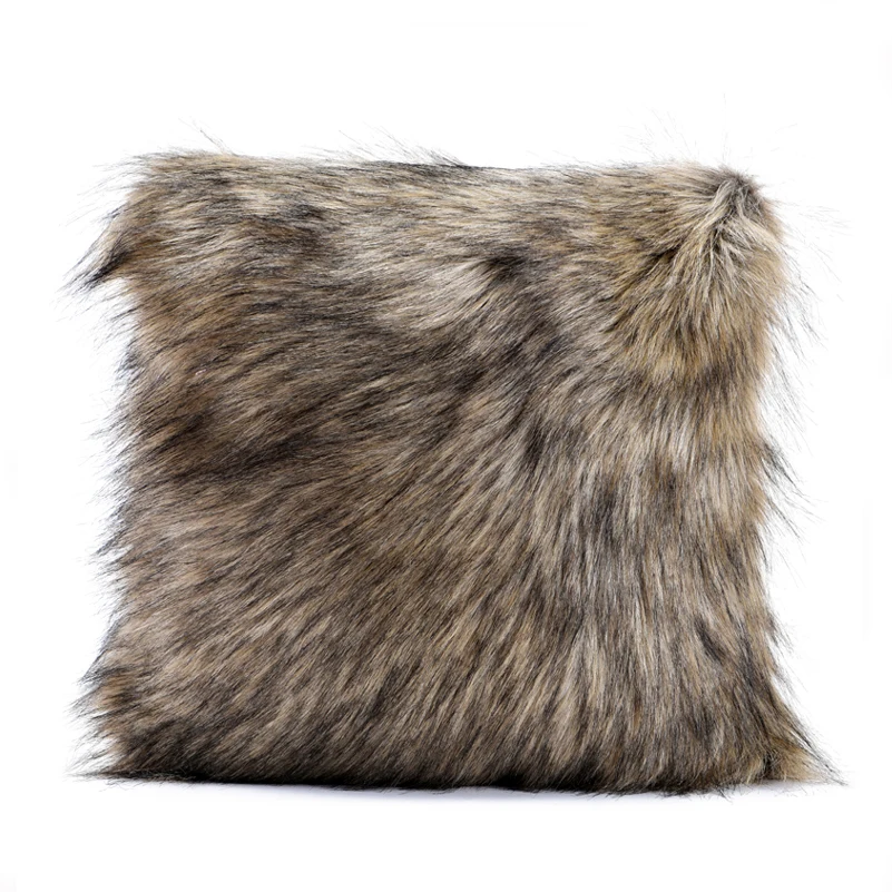 Decorative Brown Pillows Case Custom Faux Fur Throw Pillow Cover For
