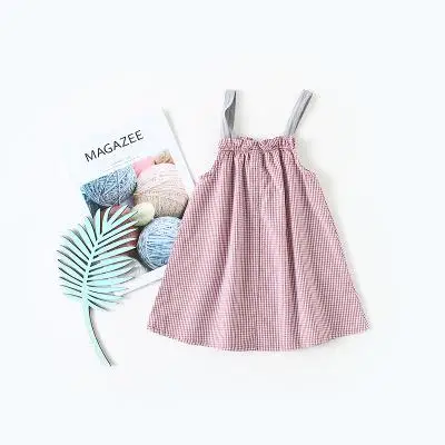 Новая летняя детская одежда платье на бретельках для девочек жилет на куклу Одежда для маленьких девочек летнее платье для девочек - Цвет: Розовый