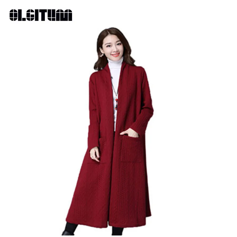 

New 2018 Autumn and Winter Thicken Women Knitted Cardigan Plus Size Long Sleeve V-neck Open Stitch Casual Outwear Female SW920