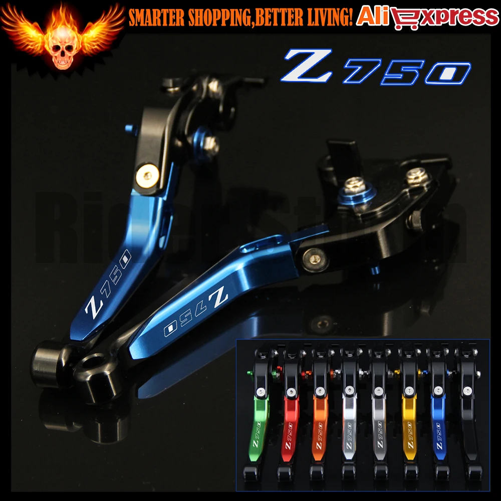 Logo Z750 Blue Cnc Adjustable Motorcycle Brake Clutch Levers For