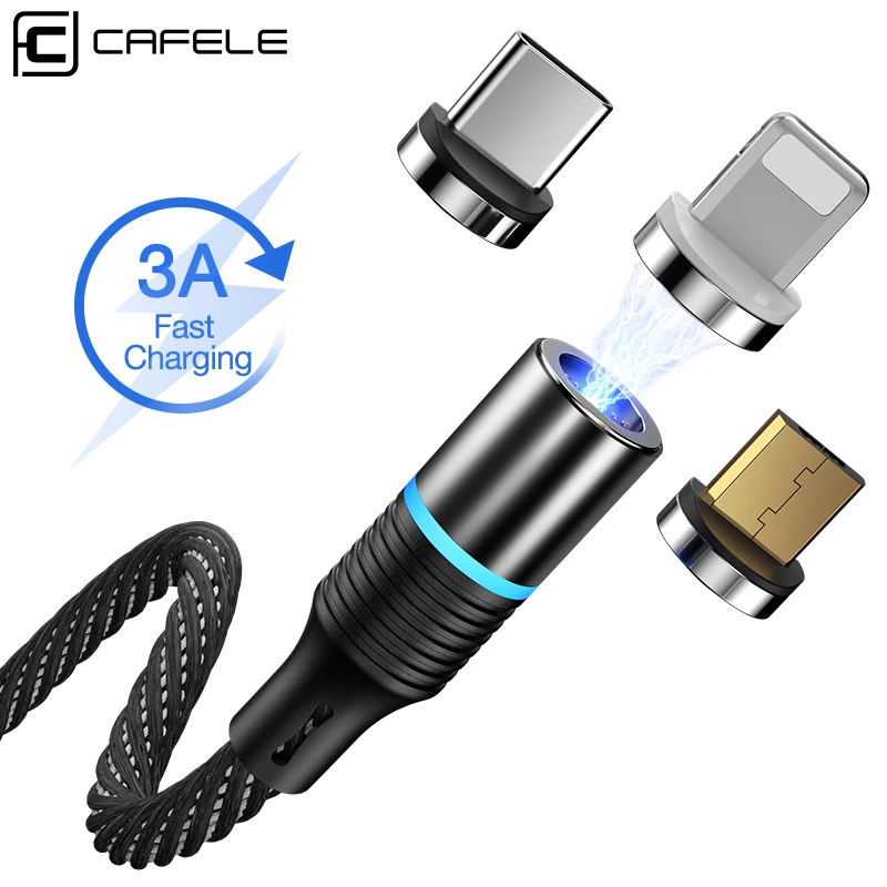 Cafele Магнитный USB кабель светодиодный для быстрой зарядки для ios type C Micro зарядный провод USB C Магнитный зарядный кабель для мобильного телефона Синхронизация данных