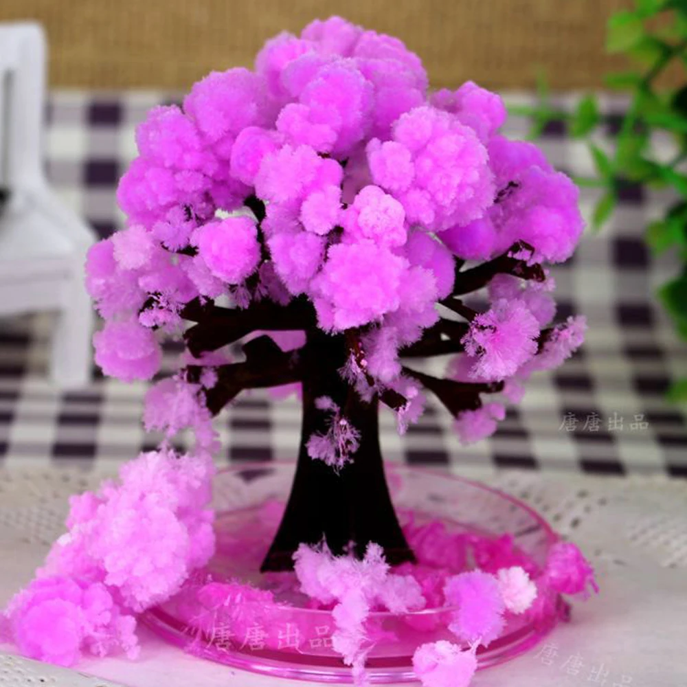 

100PCS 9Hx8Wcm Visual Artificial Mystic Paper Sakura Trees Magic Growing Tree Japan Desktop Cherry Blossom Hot Toys For Children