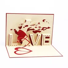 Поздравительная открытка трехмерная поздравительная открытка 3D Бумага-cut Custom Love Tree День Святого Валентина Подарочная поздравительная открытка
