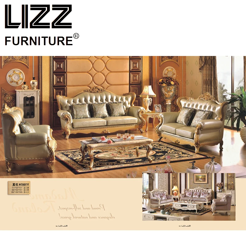 Luxury Furniture Chesterfield Genuine Leather Sofas For Living Room Luxury Furniture Chesterfield Genuine Leather Sofas For Living Room Royal Golden Sofa Loveseat Chair Set In From