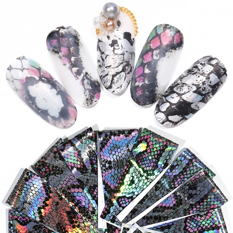 16 Adet Nail Art Folyolar Y lan Derisi Tasar m Lazer Holografik 