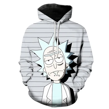 

2018 Men's 3D Printing Young CottonHoodies Spring Casual Hooded Slim Pullover Sweatshirt Cartoon Rick and modi Hip Hop Hoodies