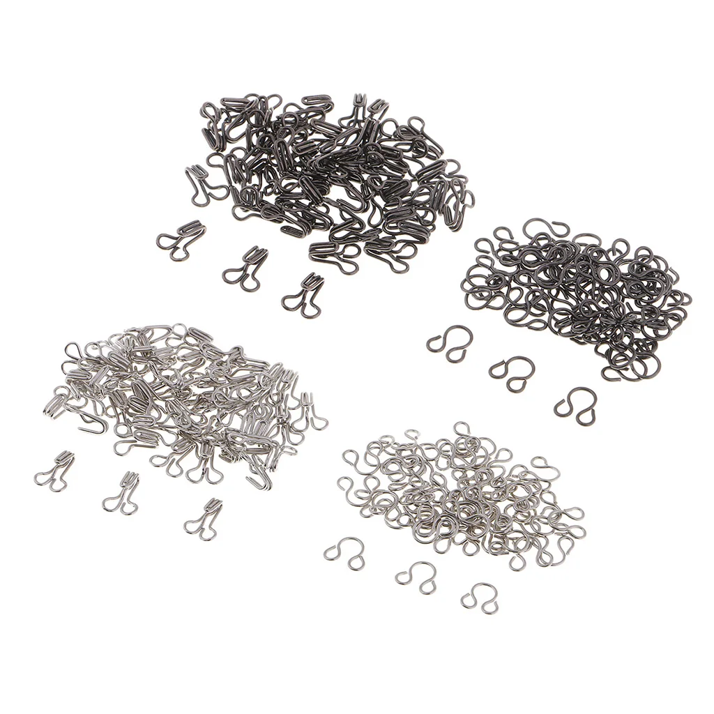 fityle 100 Sets Iron Hook and Eye Sewing Fasteners for Skirt Collar Bra Dress Sew On DIY Accessory