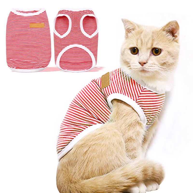Ropa de primavera/verano para gato, ropa gatito, chaleco de algodón a rayas, camiseta para gatos, camisas perros, ropa para mascotas|Ropa gatos| - AliExpress