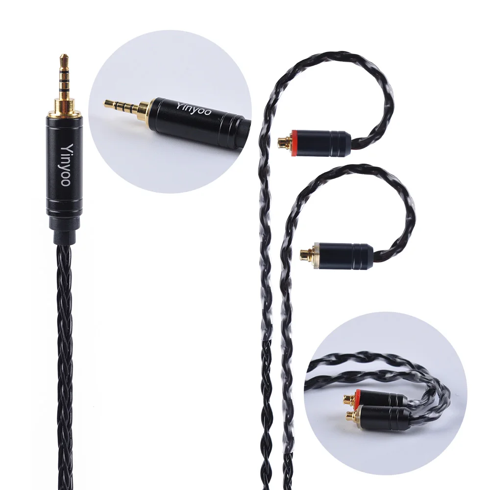 MMCX DIY кабеля 8 ядро для Shure SE215 SE535 SE846 для наушников Запасные детали 3,5 мм 2,5 мм 4,4 мм сбалансированный кабели для Iphone, Xiaomi, SONY