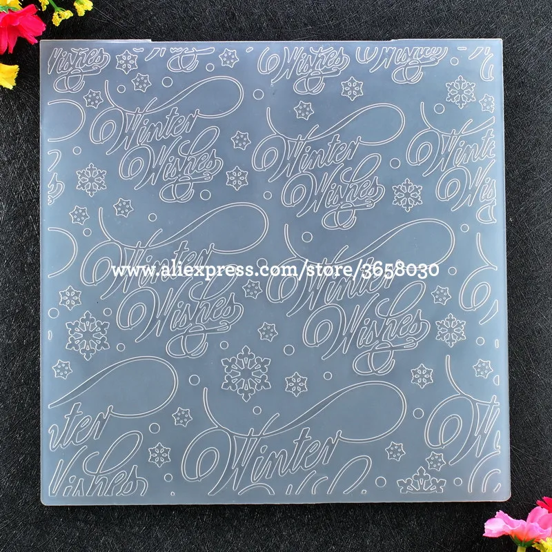 

Large Size Winter Wishes Plastic Embossing Folder For Scrapbook DIY Album Card Tool Plastic Template 21.8x21.8cm 8071125