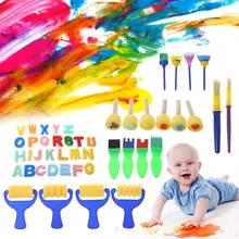 46 шт./компл. моющаяся губка набор кистей для рисования для детей малышей игрушки раннего развития художественные принадлежности подарки