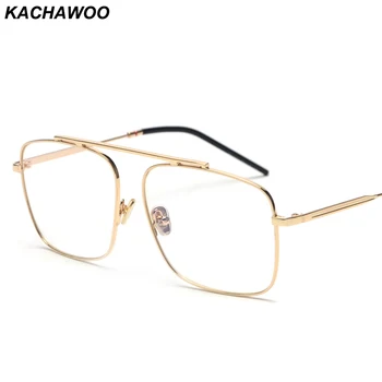 

Kachawoo big eye glasses square frame men high quality metal myopia optical eyeglasses frame women flat top style