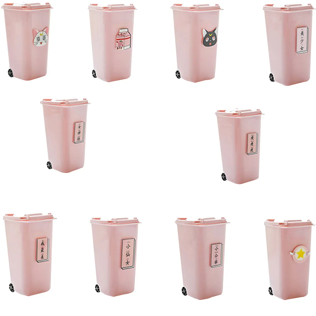

ZHUTING New Sale Mini Trash Can Storage Bin Pen Cup Desktop Garbage Shape Pink Pencil Holder Students Supplies