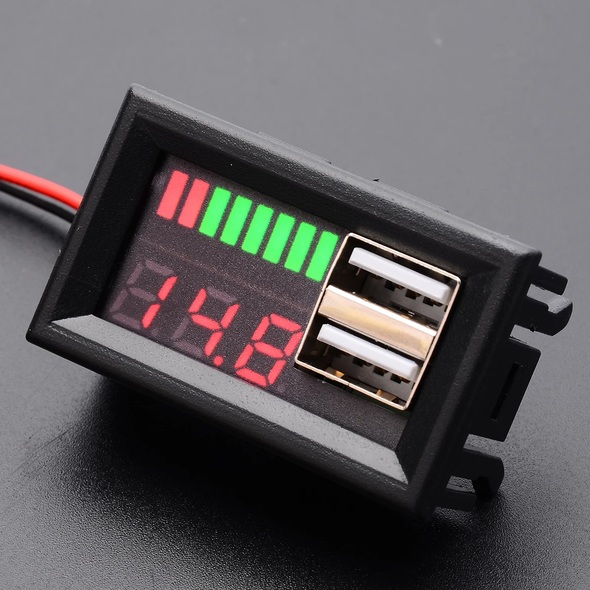 LED 12V Lead Acid Battery Capacity Indicator Voltage Meter Power Voltage Display Meter Dual USB Charger For Outdoor Power