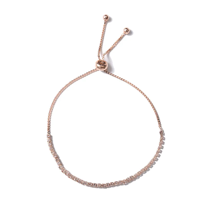 

European Simple telescopic rhinestone claw chain adjustable bracelets for women 4 colors Hot sell rhinestone bracelets female