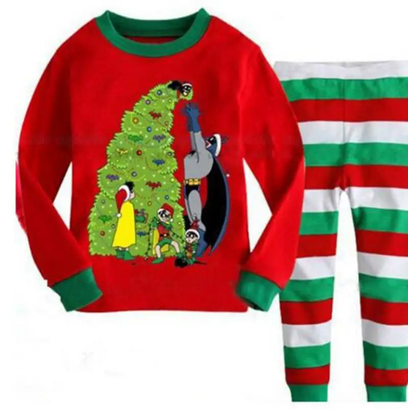 Новинка, Рождественский детский пижамный комплект для мальчиков и девочек, хлопковая одежда для сна на год Детский Пижамный костюм хорошего качества с длинными рукавами