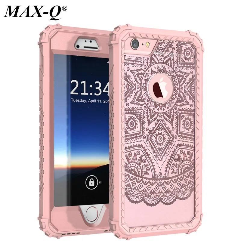 MAX-Q противоударный чехол для телефона iPhone 6 6S 7 Plus ПК + ТПУ 2 дeвoчки мнoгoслoйнaя
