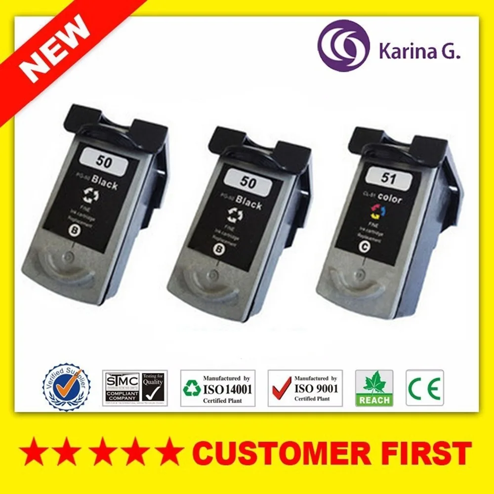

3PCS for PG-50 CL-51 Black & Color Ink Cartridge For Canon PG50 CL51 Pixma MP150 MP160 MP170 MP180 MX308 MX318 IP2200 IP6220D