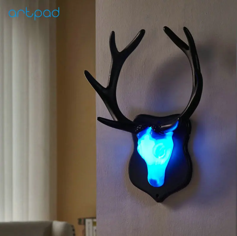 Lâmpada de Parede Barra do Hotel Luzes da Noite Luz da Parede Artpad Nordic Cama Sala Estar Crianças Quarto Decoração Criativa Veado Antler Led