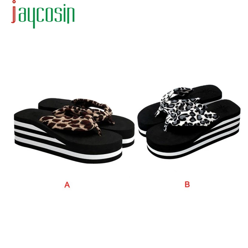 Hot Sale High quality Women Zebra stripe Sandal Platform Wedges Flip Flops Home Slippers Shoes Wholesale