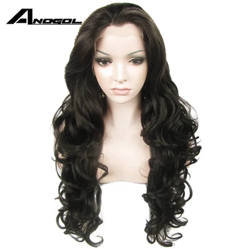 

Anogol High Temperature Fiber Long Deep Wave Hair Wigs Black Dark Brown Blonde Copper Red Synthetic Lace Front Wig