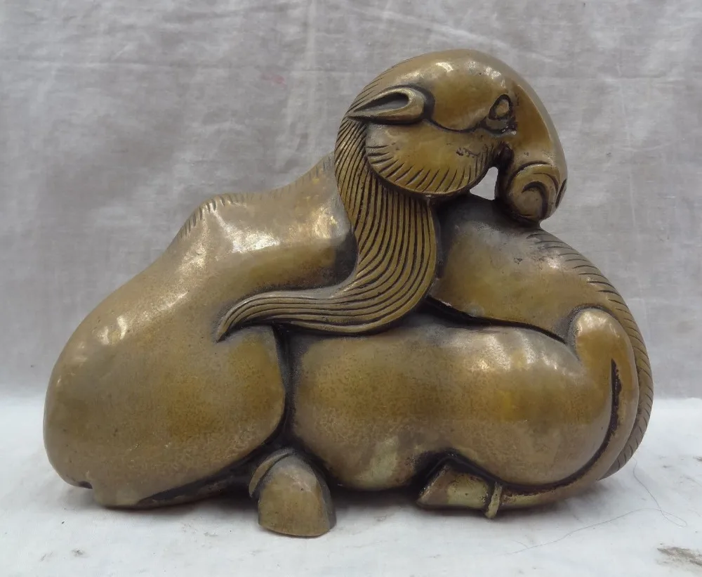 

9" Chinese Zodiac Bronze Sheep Camel Wealth Art Horse Statue Animals Sculpture