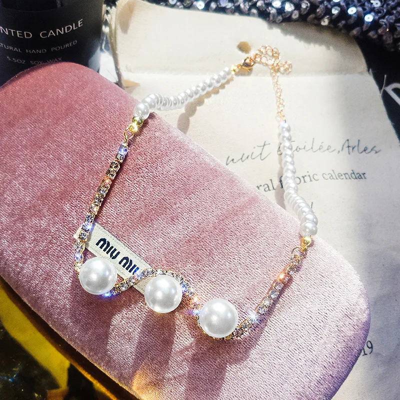 

2019 New Women Chokers Necklaces Trendy Strand Simulated-pearl Necklace Perfectly Round All Compatible Korean Female Jewelry