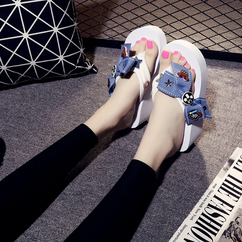 2017 New Korean Summer Style Non-slip Slippers Flip Flops Online Cheap High Heels Platform Shoes57