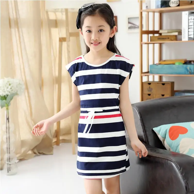

Free Shipping NEW Children's clothing girls summer summer models tide striped princess dress kids clothes for girls