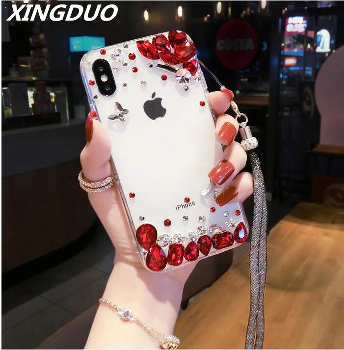 

XINGDUO Bling Rhinestone Diamond Crystal Glitter Case Cover For Samsung S10 Plus Lite S6 S7 edge S8 S9 Plus Note 8 9 A5 2017