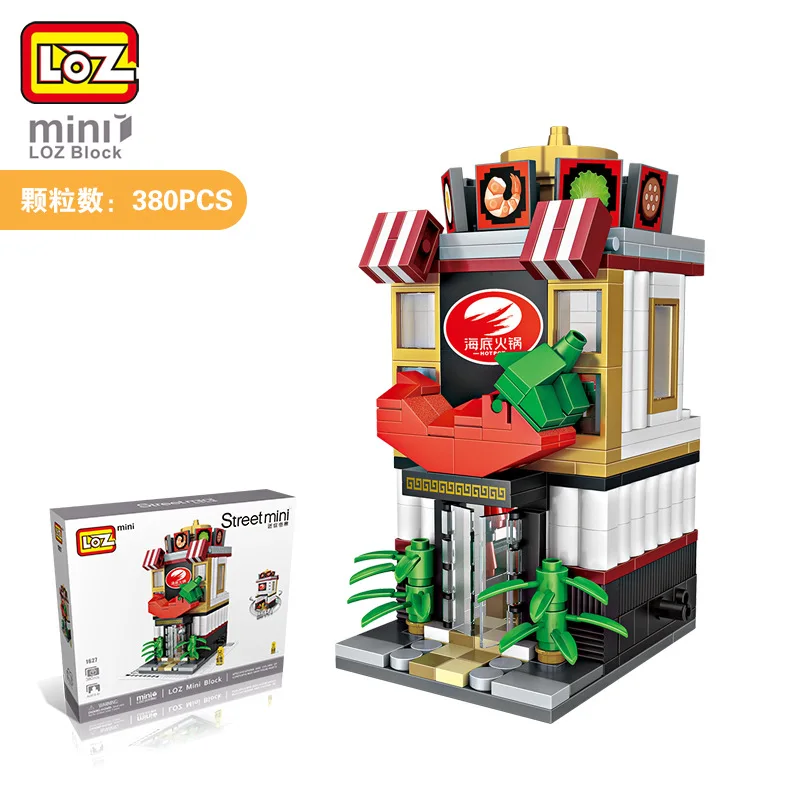 LOZ 1627 Mini Blocks Hot Pot Shop Model Chinese Food Toy City Series