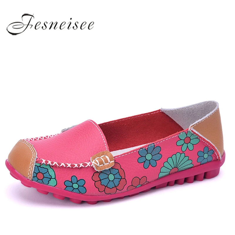 

2019 Fashion Flats For Women Genuine Leather Shoes Shallow Women Flats Shoes Moccasins Casual Shoes For Ladies Size 43 44 M4.0
