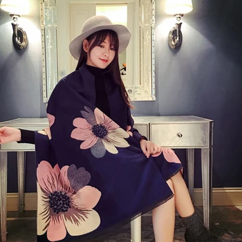 

Mingjiebihuo new cashmere Poncho shawl with sleeves women in autumn and winter thick warm double-sided solid tassel cloak girls