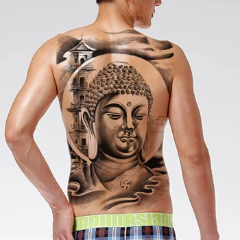 

1pc 48*34cm full back large tattoo stickers 20 new designs Chinese buddha Totta King temporary flash tattoos body paint cool men