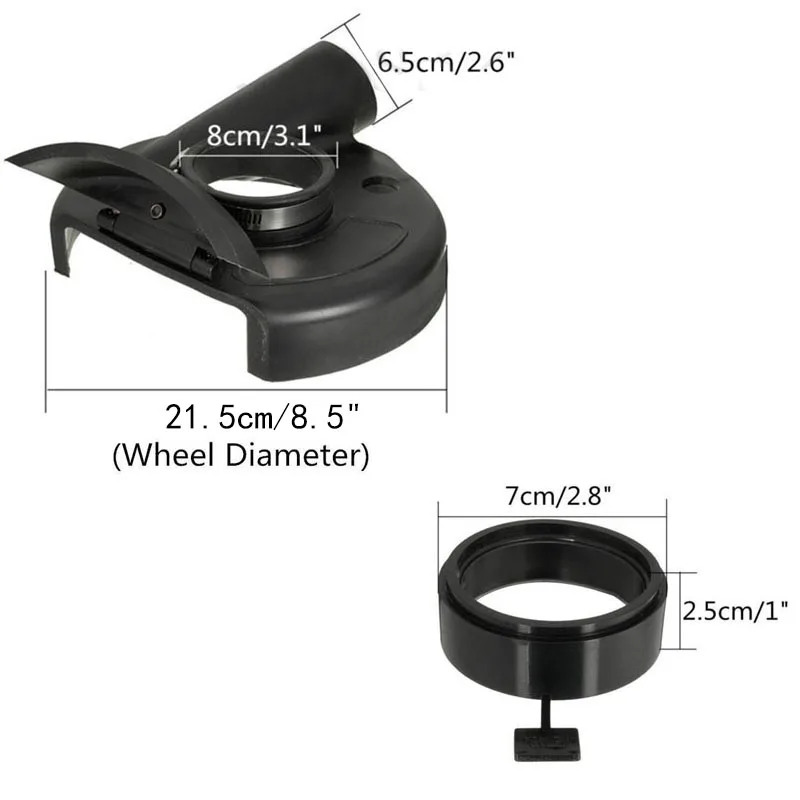 18cm/7" Vacuum Dust Shroud Cover for Angle Grinder Hand Grinding Accessory with 4pcs Locating Rings for Power Tools Accessories