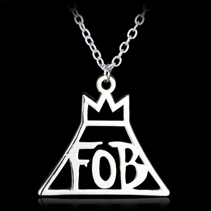 10PCS/Lot Jewelry Fashion Band Fall Out Boy FOB Logo Metal Pendant Necklace Custom Accepted Gift