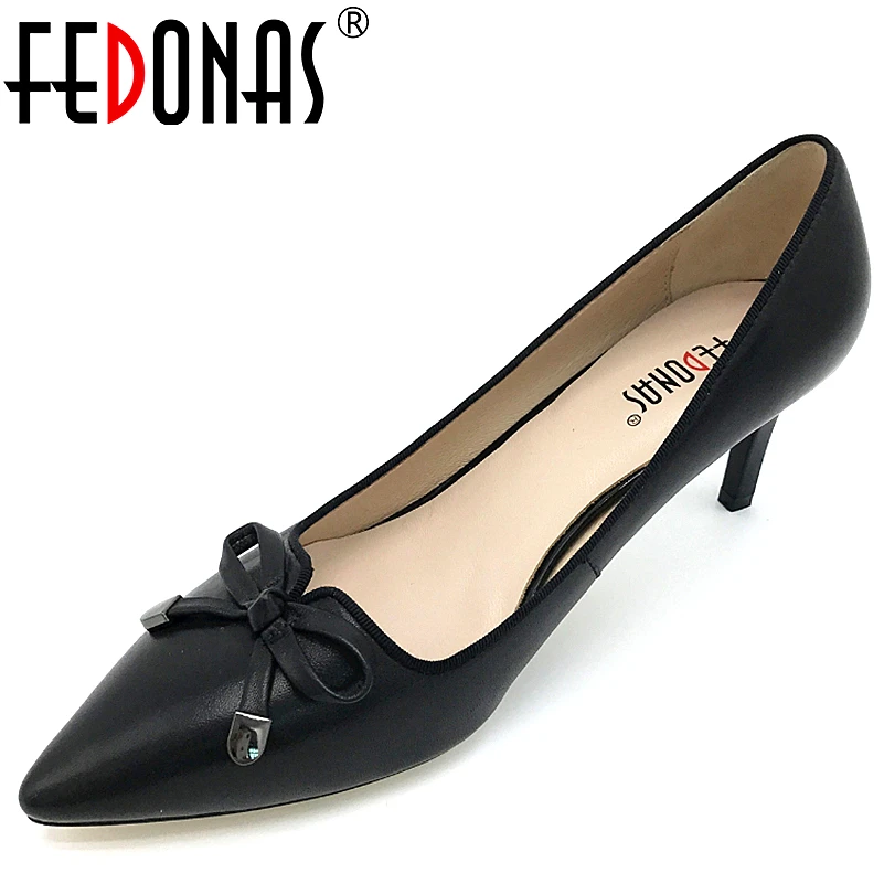 

FEDONAS High Quality Women Genuine Leather Pumps Sexy Pointed Toe Sheepskin Full Season Shoes Thin Heeled Pumps for Shoes Woman
