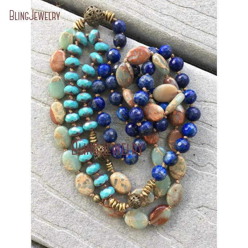20181212-NM20375-bohemian long layering aqua terra jasper lapis and czech beads hand knotted necklace_3