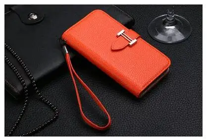 Модный кожаный чехол-кошелек для телефона для iPhone 7 Plus, 8 Plus, X, XS, Max, XR, роскошный женский чехол-книжка для мобильного телефона, чехол для iPhone 6, 6S Plus - Цвет: Orange