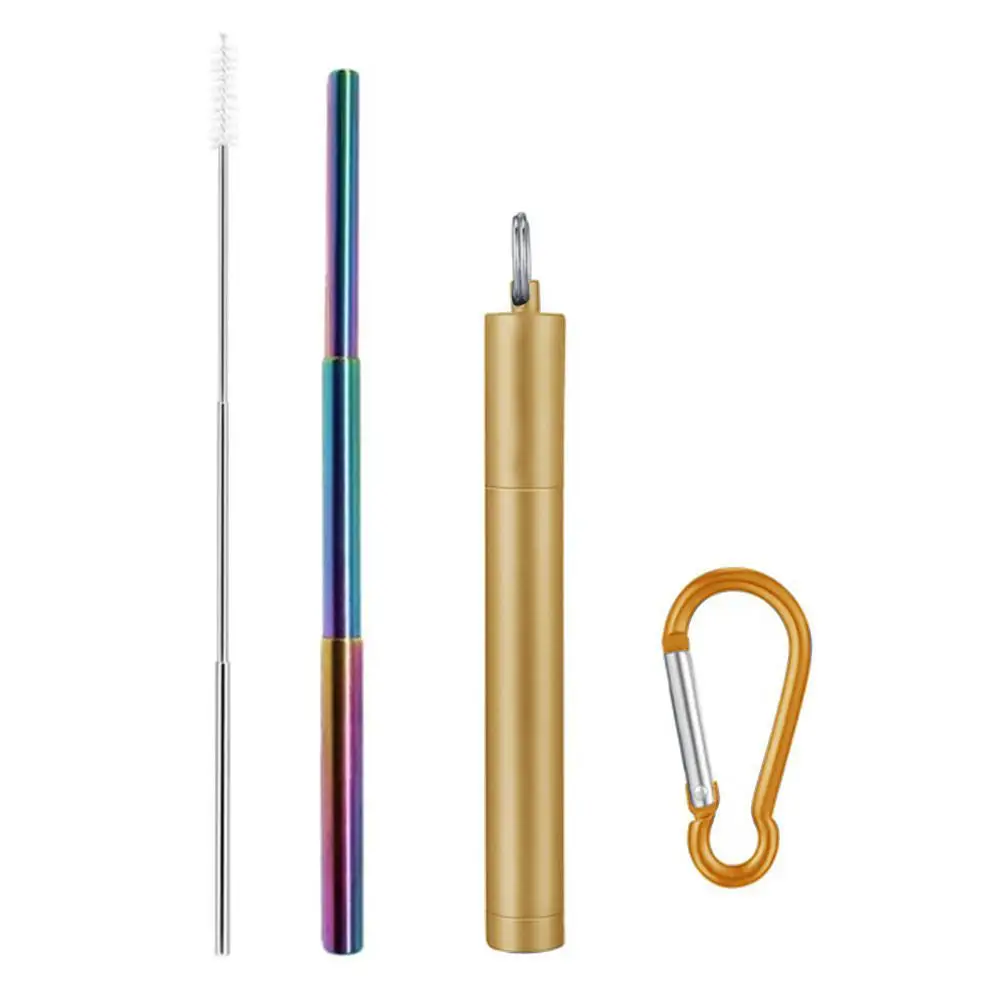

Portable Stainless Steel Telescopic Drinking Straw Reusable Collapsible Metal Drinking Straw With Case And Brush For Travel